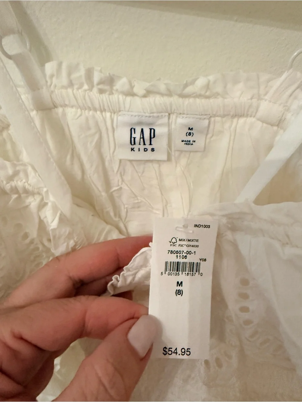 GAP White Eyelet Smocked Sundress with Scalloped Hem